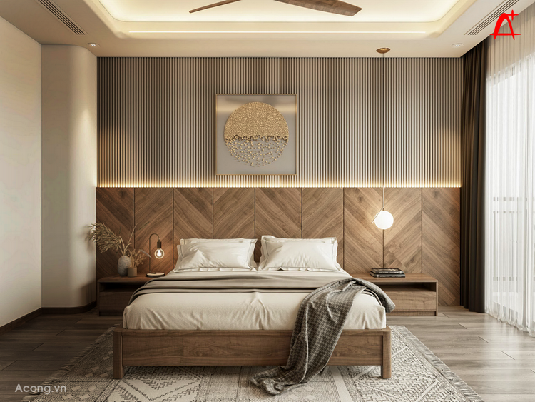 Thiết kế nội thất nhà lô phố 5 tầng Trần Duy Hưng: phòng ngủ đẹp